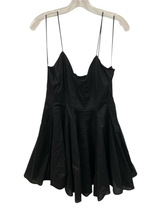 Zara Size M Black Cotton Paneled Spaghetti Strap Mini Dress Black / M