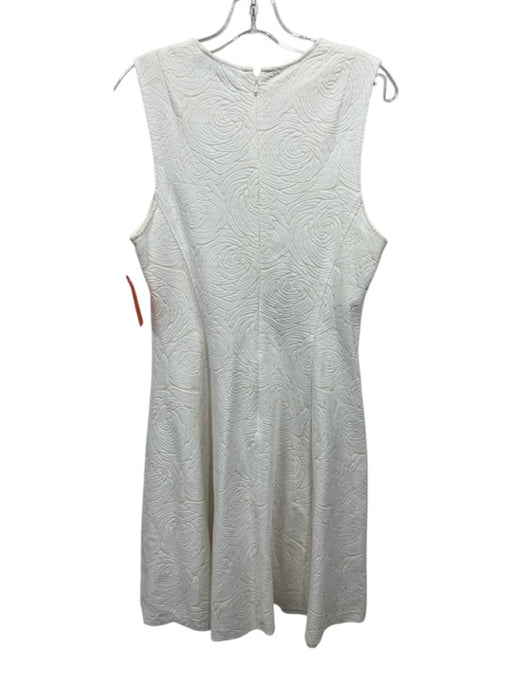 Theory Size 10 White Cotton Blend Textured Sleeveless A-Line Dress White / 10