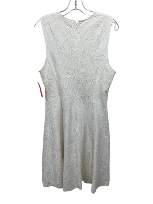Theory Size 10 White Cotton Blend Textured Sleeveless A-Line Dress White / 10