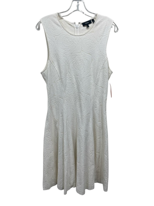 Theory Size 10 White Cotton Blend Textured Sleeveless A-Line Dress White / 10