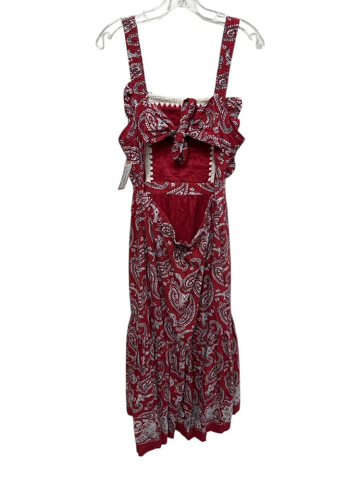 Sea New York Size Est. Medium Red Print Cotton Hankerchief Print Midi Dress Red Print / Est. Medium