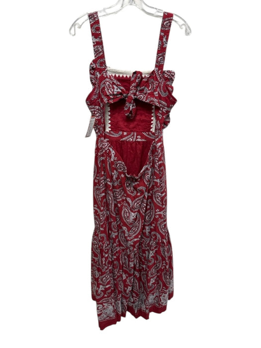 Sea New York Size Est. Medium Red Print Cotton Hankerchief Print Midi Dress Red Print / Est. Medium