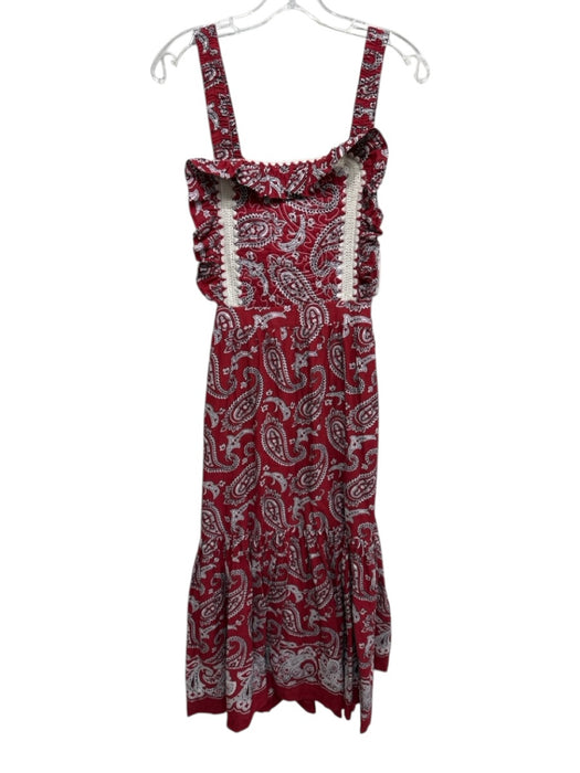 Sea New York Size Est. Medium Red Print Cotton Hankerchief Print Midi Dress Red Print / Est. Medium
