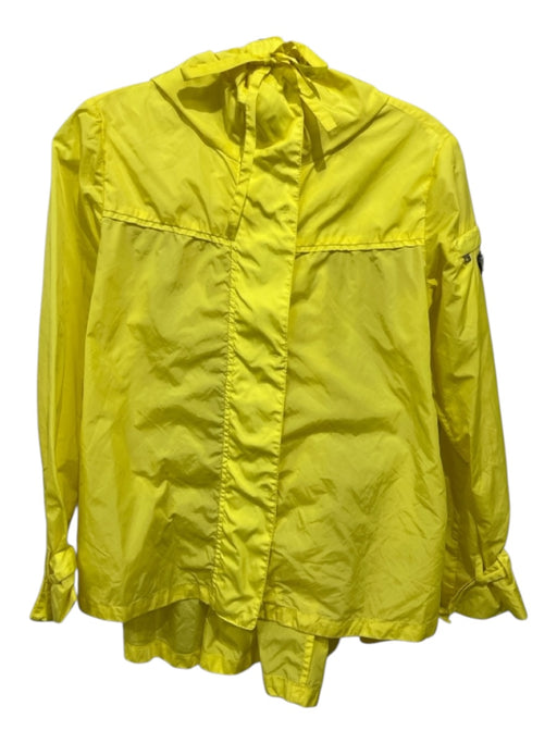 Prada Size 36 Yellow Nylon Zip & Snaps Logo Hood Windbreaker Jacket Yellow / 36