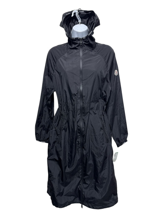 Moncler Size M Black Polyester 3/4 length Ribbon Drawstring Raincoat Jacket Black / M