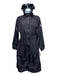 Moncler Size M Black Polyester 3/4 length Ribbon Drawstring Raincoat Jacket Black / M