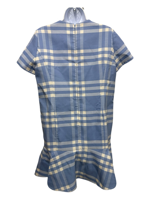 Oscar dela Renta Size 12 Baby Blue & White Virgin Wool Blend Short Sleeve Dress Baby Blue & White / 12