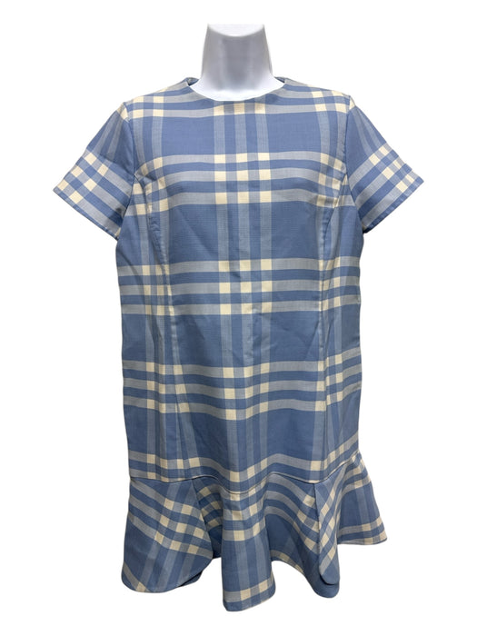 Oscar dela Renta Size 12 Baby Blue & White Virgin Wool Blend Short Sleeve Dress Baby Blue & White / 12