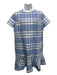 Oscar dela Renta Size 12 Baby Blue & White Virgin Wool Blend Short Sleeve Dress Baby Blue & White / 12