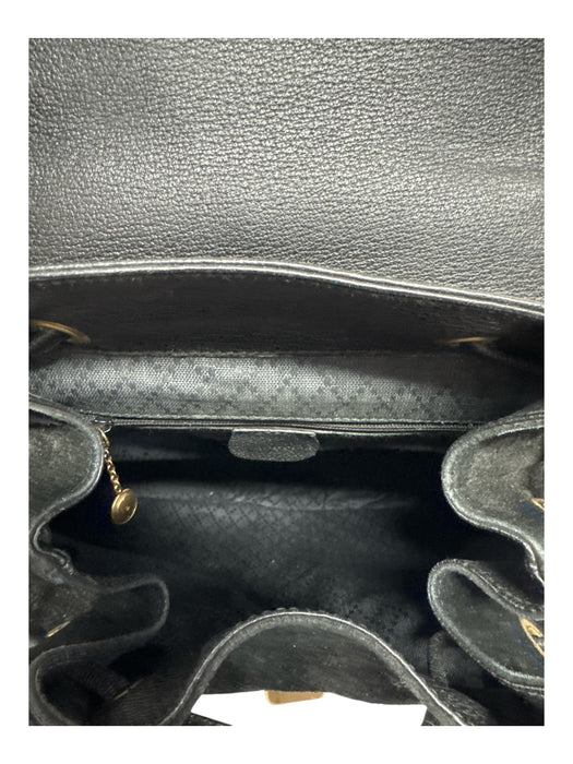 Gucci Black & Brown Suede & Leather Bamboo Handles Pockets Backpack Bag Black & Brown