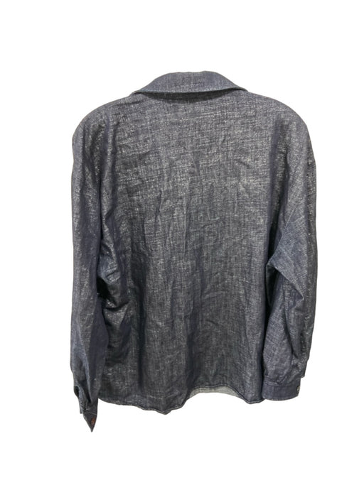 Emporio Armani Size 46 Dark Wash Cotton Blend Long Sleeve Metallic Thread Top Dark Wash / 46