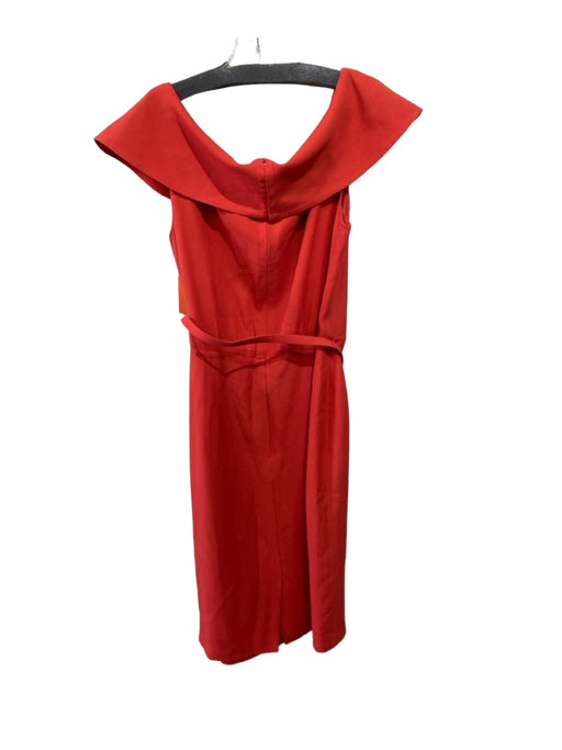 Escada Size 40 Orange Silk Cap Sleeve Textured Darted Belted Dress Orange / 40