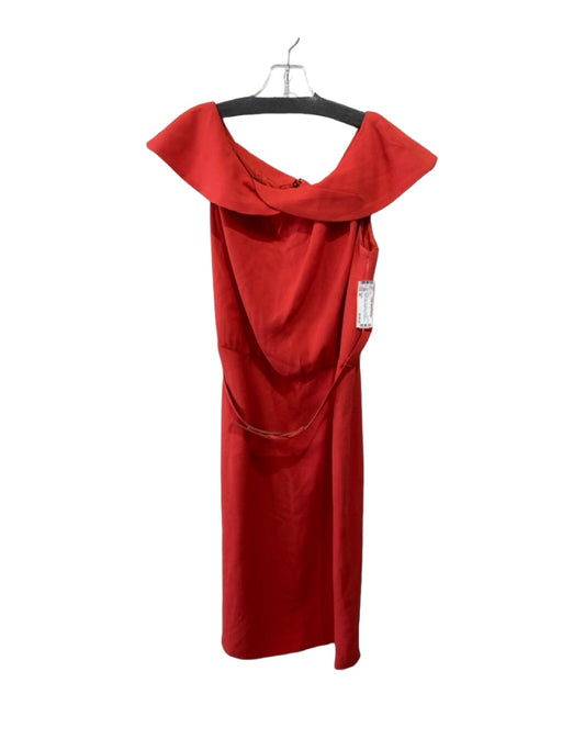 Escada Size 40 Orange Silk Cap Sleeve Textured Darted Belted Dress Orange / 40