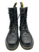 Dr Marten Shoe Size 7 Black Leather round toe Combat Laces Boots Black / 7