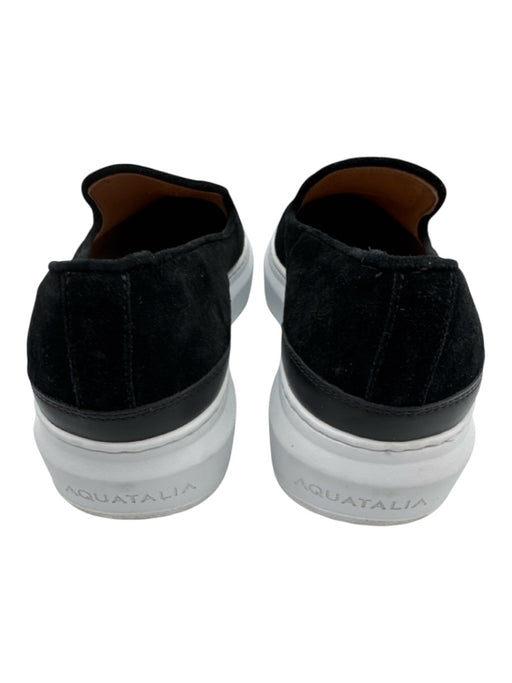 Aquatalia Shoe Size 11 Black & White Suede Slip On Platform Slip On Flats Black & White / 11