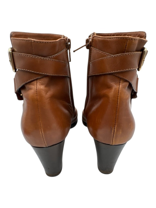 Ann Mashburn Shoe Size 41 Brown Leather Stacked Block Heel Side Zip Booties Brown / 41