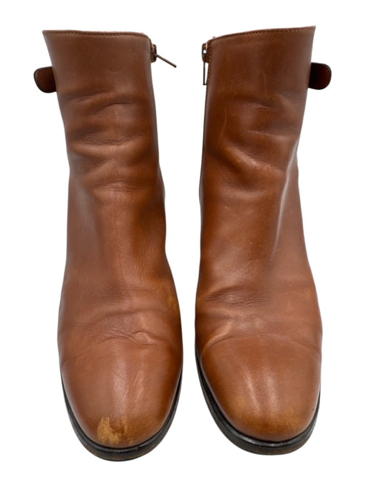 Ann Mashburn Shoe Size 41 Brown Leather Stacked Block Heel Side Zip Booties Brown / 41