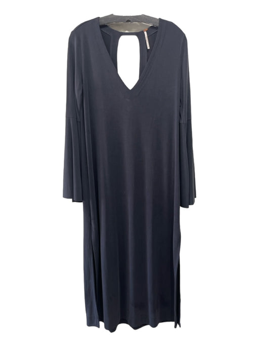 Free People Size S Gray Modal Blend V Neck Open Back Long Flare Sleeve Dress Gray / S