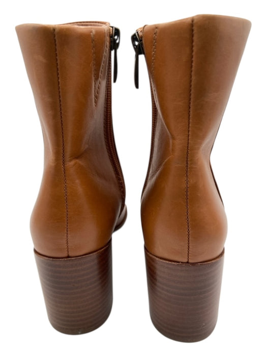 Nordstrom Shoe Size 5.5 Tan Leather Upper Square Toe Stacked Heel Ankle Booties Tan / 5.5