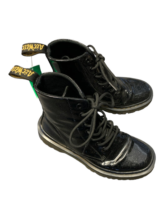 Dr Marten Shoe Size 6 Black Patent Leather Glitter Ankle Boots Combat Shoes Black / 6