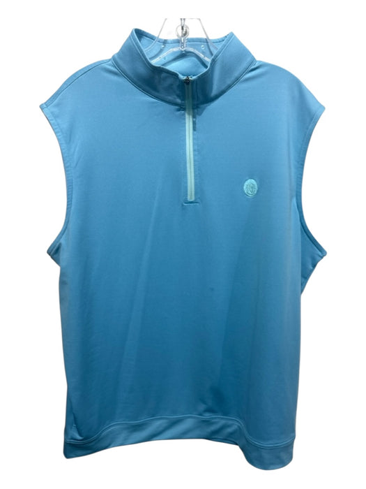 Peter Millar Size L Light blue Synthetic Solid Quarter Zip Men's Vest Light blue / L