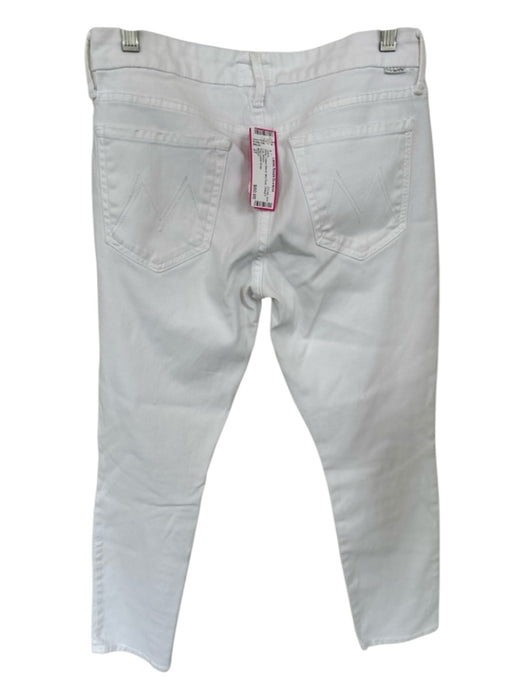 Mother Size 27 White Cotton Blend Mid Rise Straight Leg Jeans White / 27