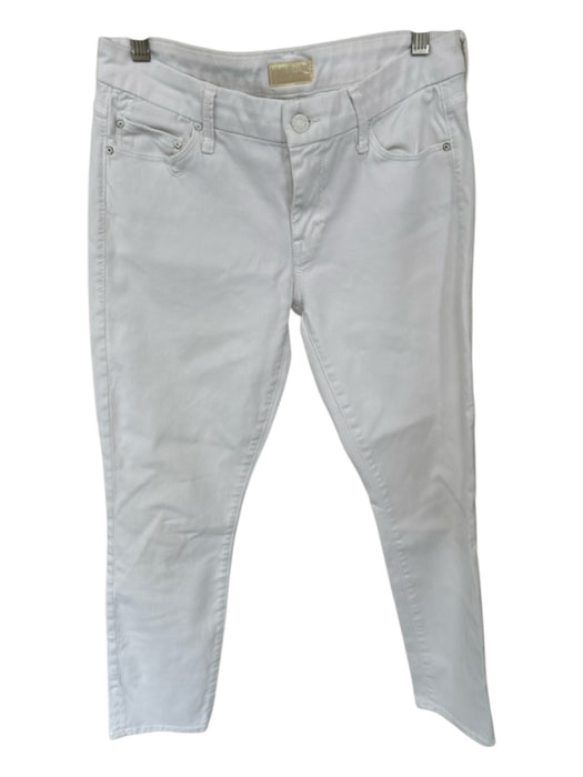 Mother Size 27 White Cotton Blend Mid Rise Straight Leg Jeans White / 27