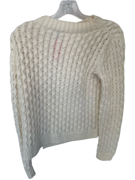 Theory Size M Cream Wool Long Sleeve Knit Sweater Cream / M