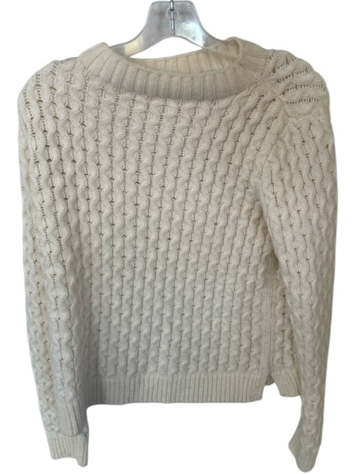 Theory Size M Cream Wool Long Sleeve Knit Sweater Cream / M