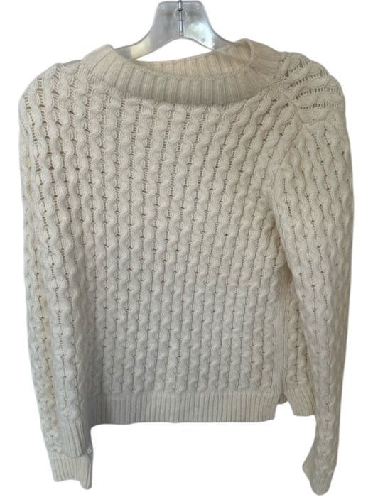 Theory Size M Cream Wool Long Sleeve Knit Sweater Cream / M