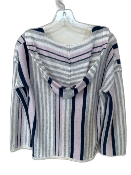 360 Cashmere Size XS Purple & Navy Cashmere Hood Striped Long Sleeve Sweater Purple & Navy / XS