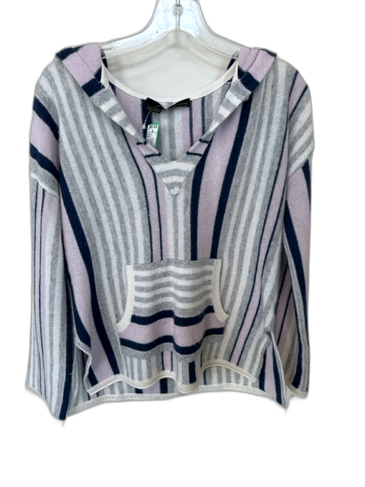 360 Cashmere Size XS Purple & Navy Cashmere Hood Striped Long Sleeve Sweater Purple & Navy / XS