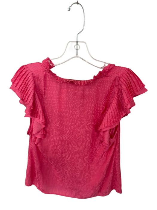 Caballero Size S Coral Pink Polyester Flutter Sleeves Polka Dot V Neck Top Coral Pink / S
