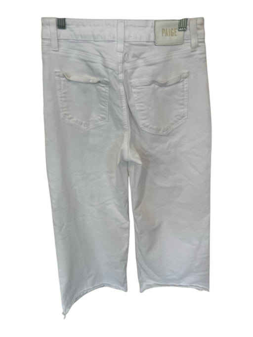 Paige Size 27 White Cotton Blend High Waist Wide Leg Cropped Raw Hem Jeans White / 27