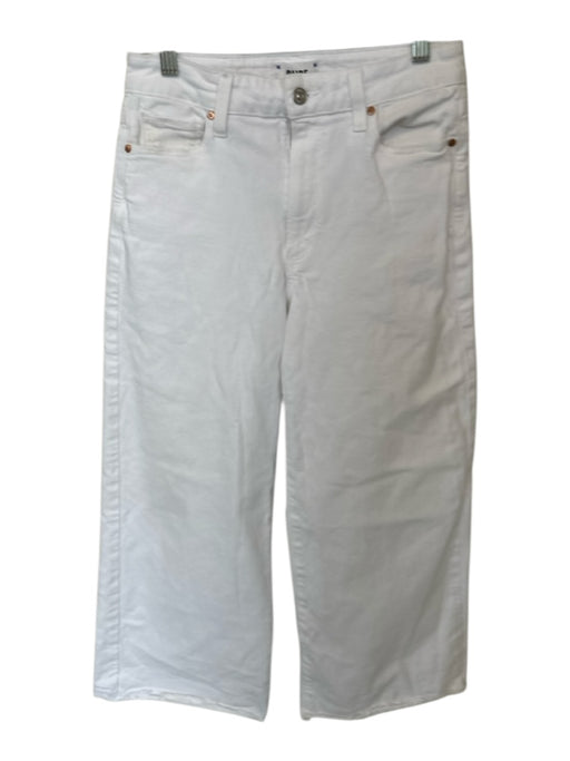 Paige Size 27 White Cotton Blend High Waist Wide Leg Cropped Raw Hem Jeans White / 27
