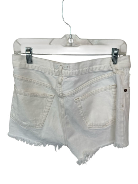 Agolde Size 27 Cream Cotton Blend High Waist Button Fly Cut Off Shorts Cream / 27