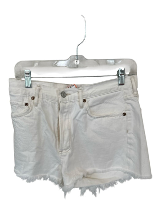 Agolde Size 27 Cream Cotton Blend High Waist Button Fly Cut Off Shorts Cream / 27