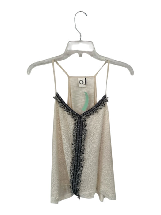 Akemi + Kin Size XS Cream & Black Polyester Blend Racer Back Lace Overlay Top Cream & Black / XS