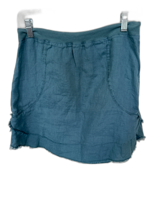 XCVI Size S Slate Blue Linen Drawstring Raw Hem Skirt Slate Blue / S