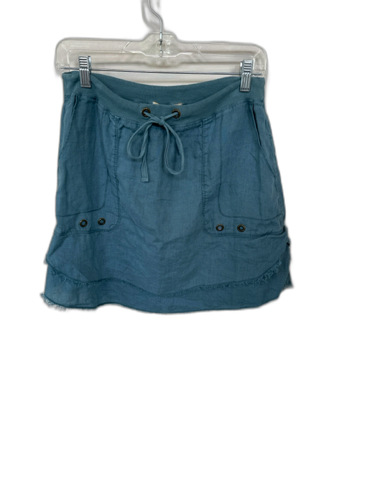 XCVI Size S Slate Blue Linen Drawstring Raw Hem Skirt Slate Blue / S