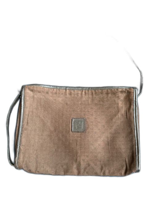 Fendi Brown Canvas & Leather Logo Rectangle Shoulder Strap Bag Brown / S