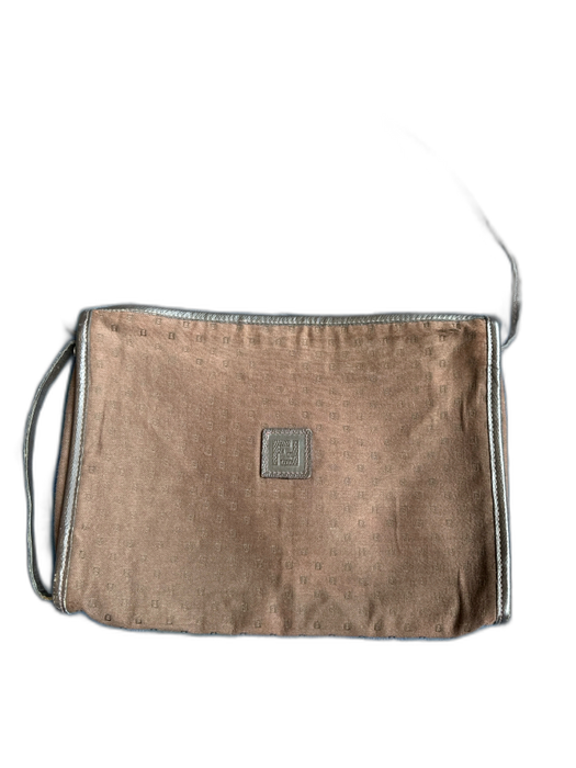 Fendi Brown Canvas & Leather Logo Rectangle Shoulder Strap Bag Brown / S