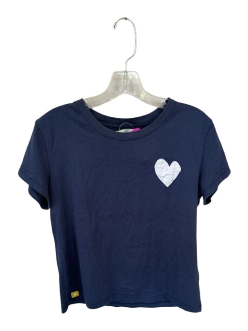 Kerri Rosenthal Size S Navy & white Cotton Short Sleeve Embroidered Heart Top Navy & white / S