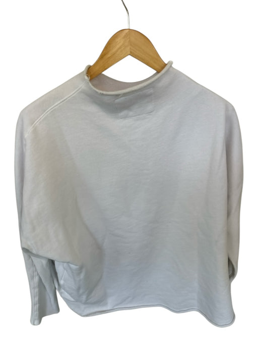 Frank & Eileen Size XS White Cotton Roll Neck Long Sleeve Raw Hem Top White / XS