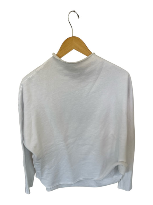 Frank & Eileen Size XS White Cotton Roll Neck Long Sleeve Raw Hem Top White / XS