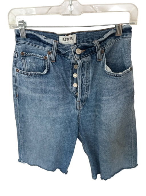 Agolde Size 26 Med Dark Wash Organic Cotton High Waist Button Fly Bermuda Shorts Med Dark Wash / 26