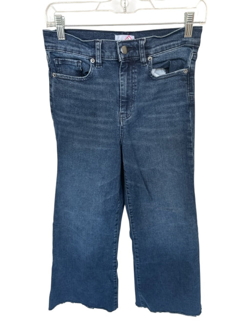 Frame Size 26 Dark Wash Cotton Blend High Waist Wide Leg Raw Hem Cropped Jeans Dark Wash / 26