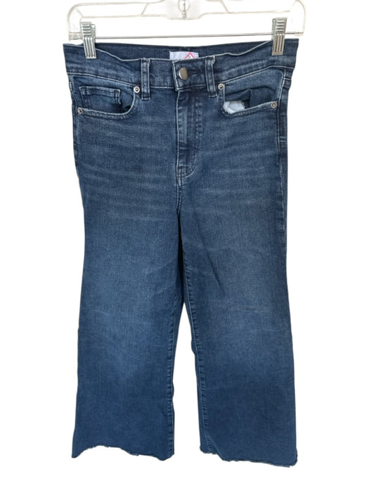 Frame Size 26 Dark Wash Cotton Blend High Waist Wide Leg Raw Hem Cropped Jeans Dark Wash / 26