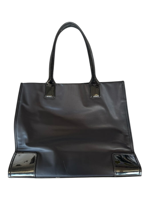 Tory Burch Black Nylon & Leather Patent Leather Accent Top Handles Tote Bag Black / M