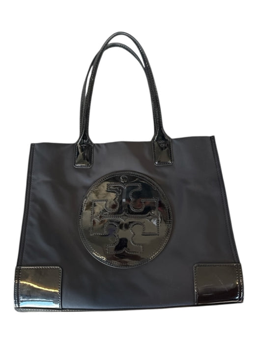 Tory Burch Black Nylon & Leather Patent Leather Accent Top Handles Tote Bag Black / M